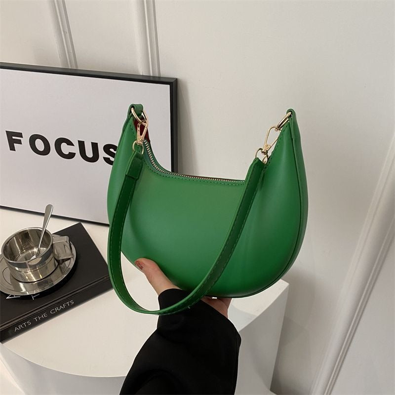 Niche Crescent Textured Shoulder Bag for Women