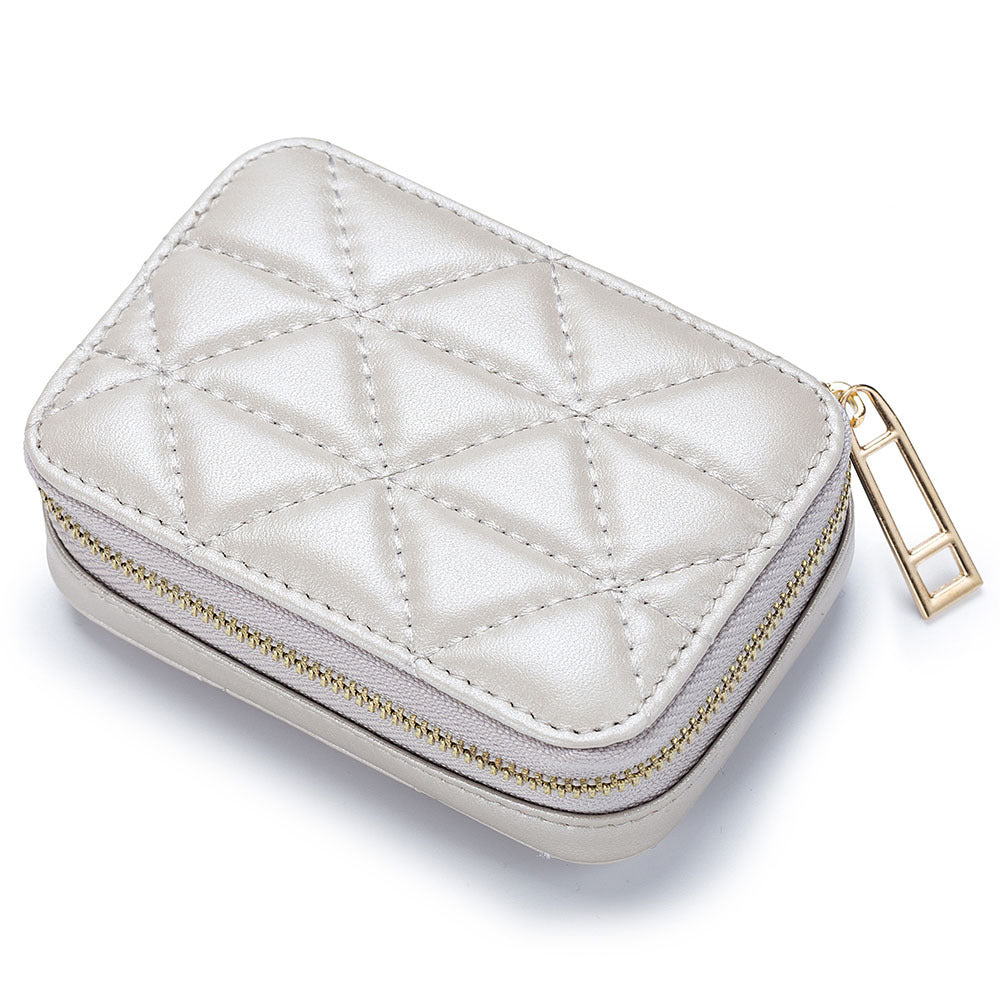 Fashionable Leather Earphone Bag with Mini Cosmetic Purse