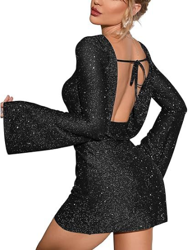 KATE Open Back Sequin Dress - Green, Size L (One Piece)
