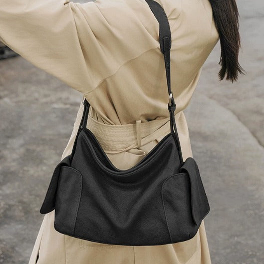 Genuine Leather Dual Handle Crossbody Bag
