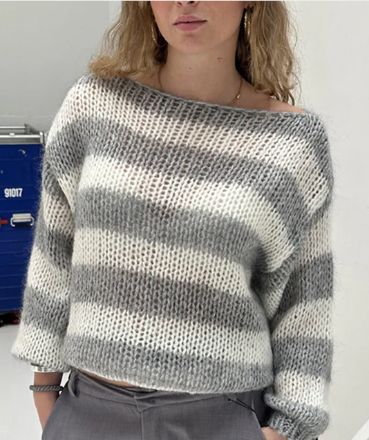 Loose Striped Knit Pullover Sweater