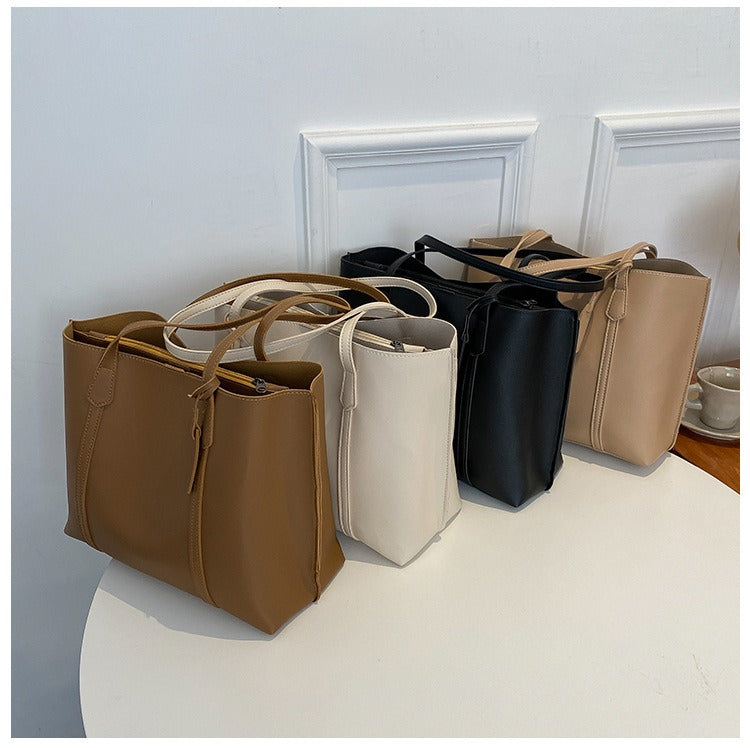Soft Leather Tote Shoulder Bag