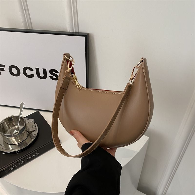 Niche Crescent Textured Shoulder Bag for Women