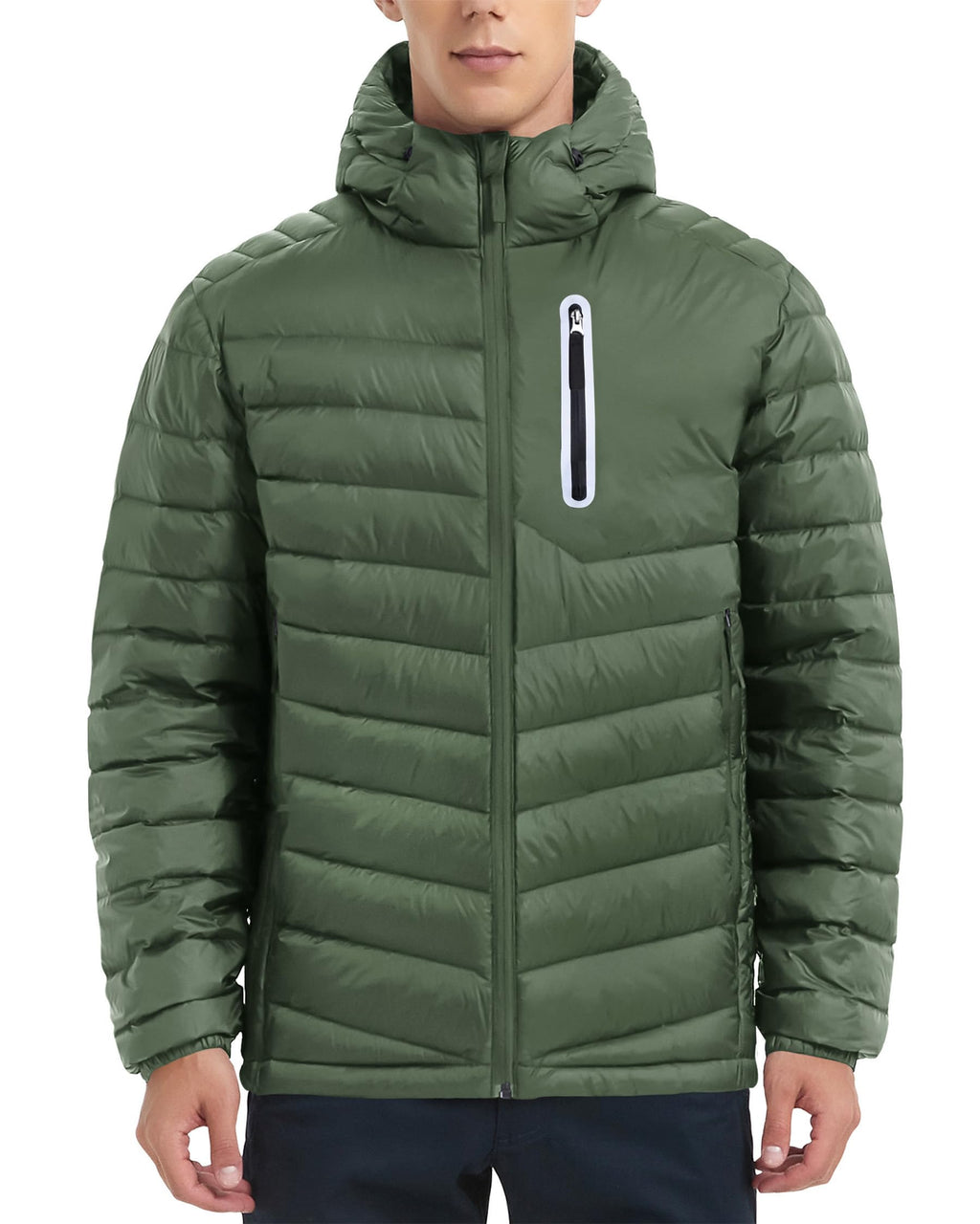 Hooded Packable Down Puffer Jacket – Green