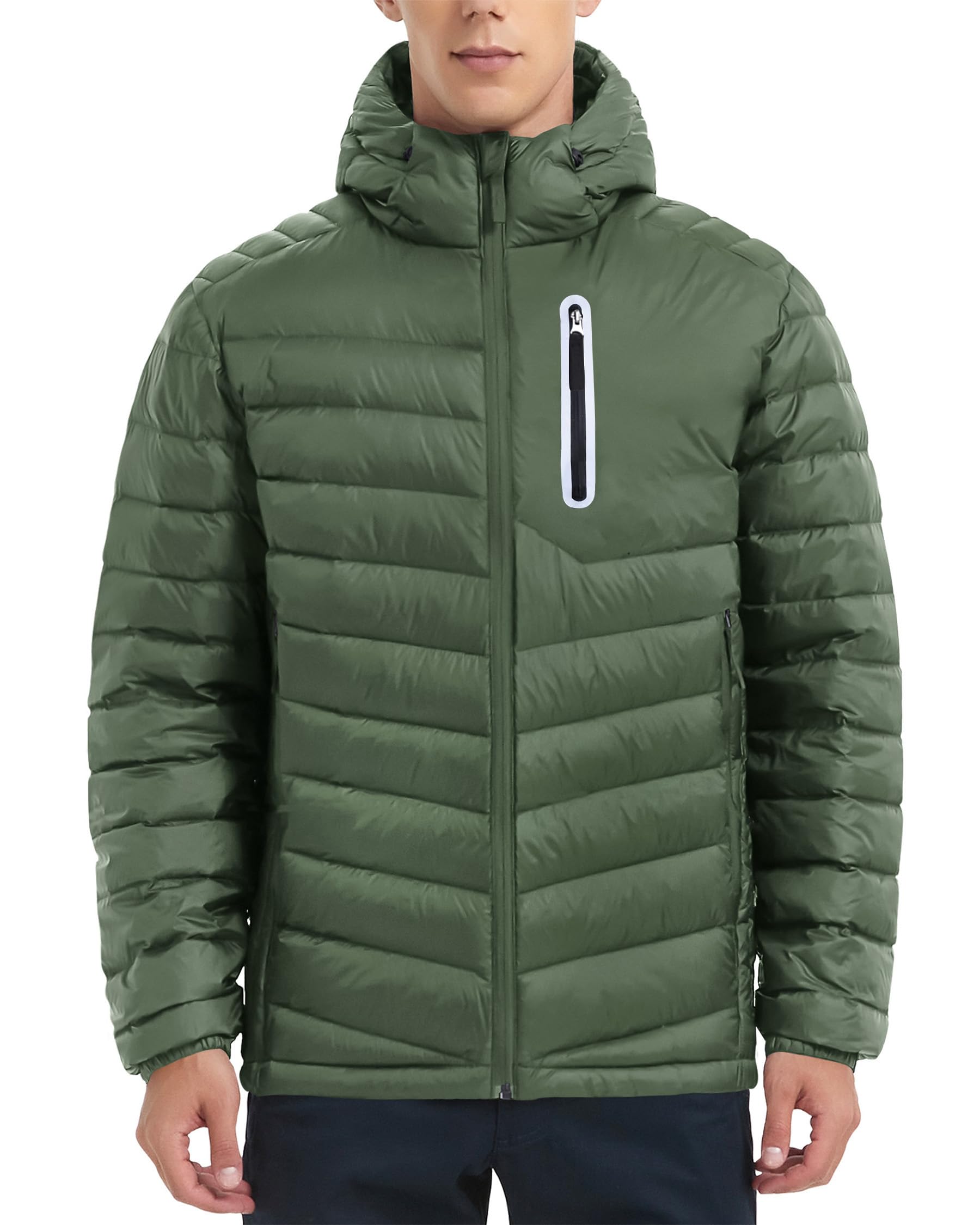 Hooded Packable Down Puffer Jacket – Green