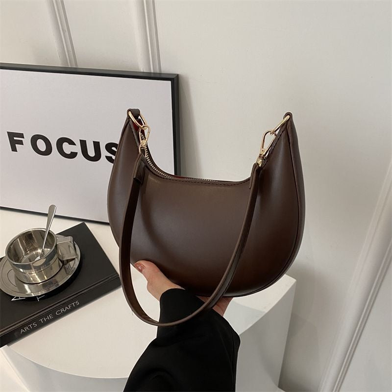 Niche Crescent Textured Shoulder Bag for Women