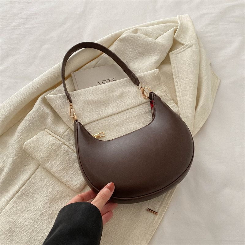 Niche Crescent Textured Shoulder Bag for Women