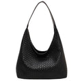 2024 Woven Leather Tote Bag for Women Top-handle Shoulder Bag, Hobo Bags Large Capacity Soft Vegan Crossbody Handbag Underarm (black)