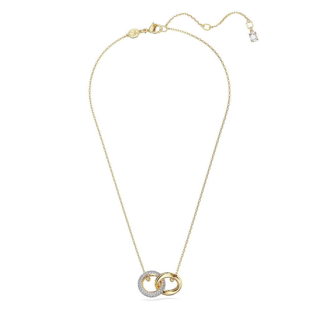 Swarovski Dextera Pendant, Interlocking loop, Clear, Gold-tone Finish