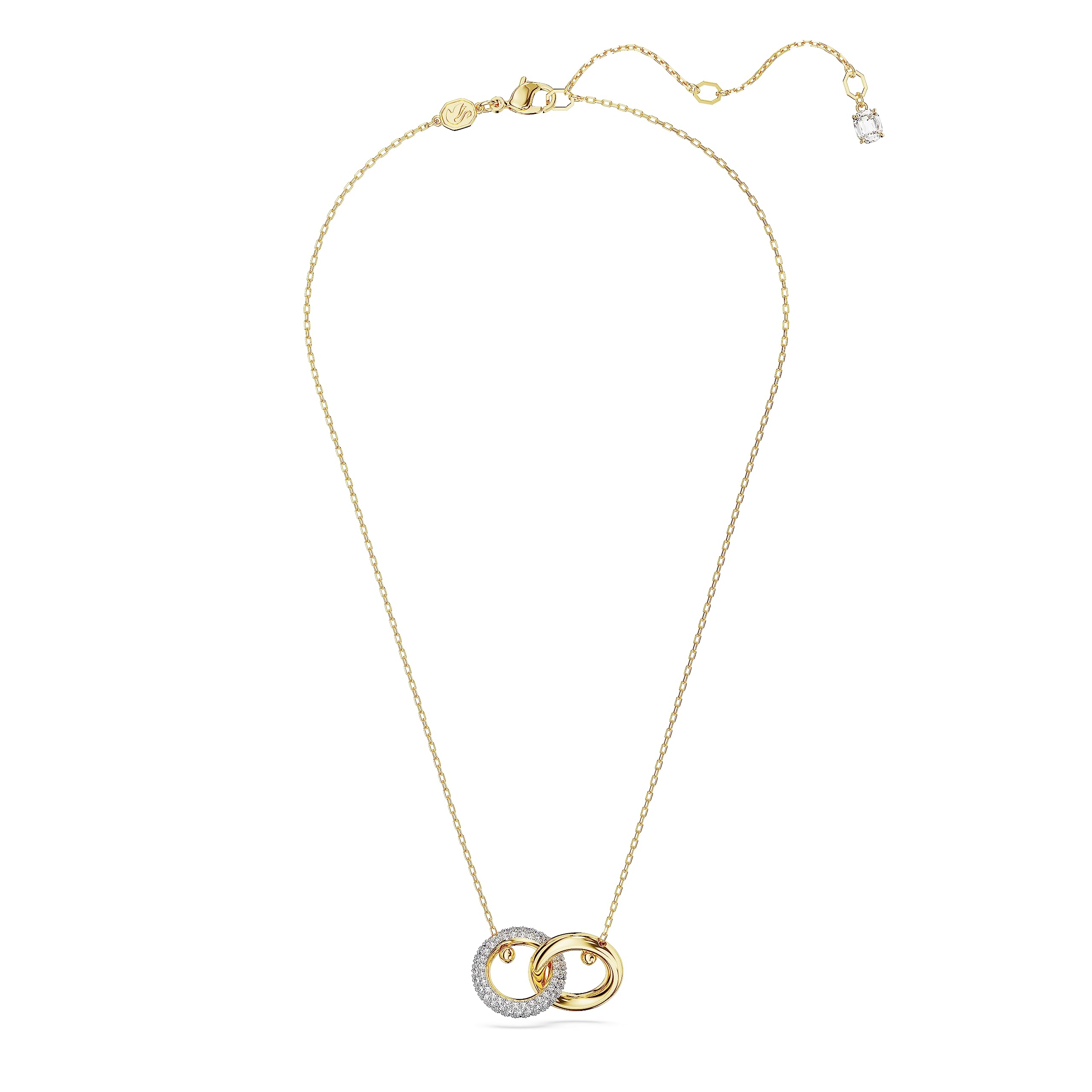 Swarovski Dextera Pendant, Interlocking loop, Clear, Gold-tone Finish