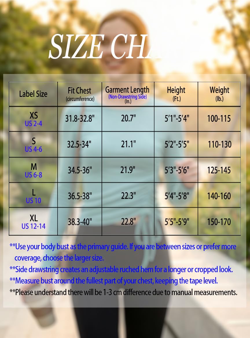 Long Sleeve Workout Tops for Women Side Ruched(Blue,L)