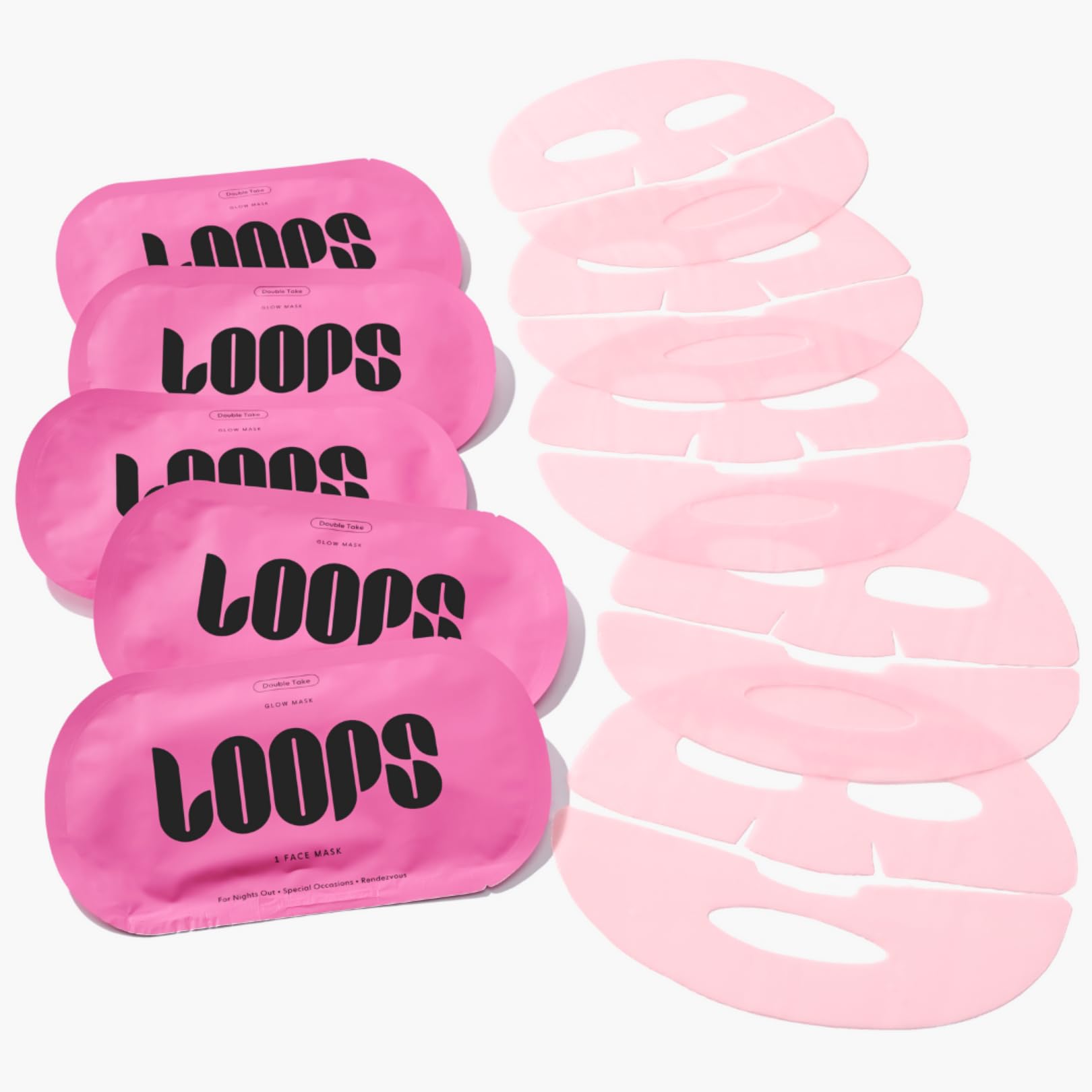 LOOPS DOUBLE TAKE - Glow Korean Hydrogel Face Masks - Calms and Soothes Skin - Refine Pores and Smooth for a Flawless Face - Hydrating Skin Mask Face Mask Leaves You Refreshed and Loumonus 5pc