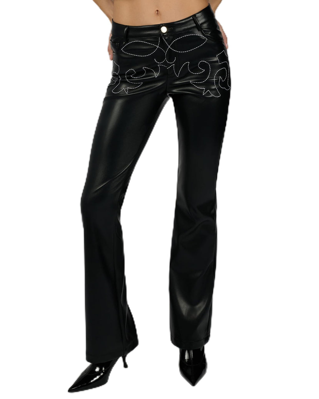 WEWOREWHAT Women's Low Rise Western Pant, Black, 2