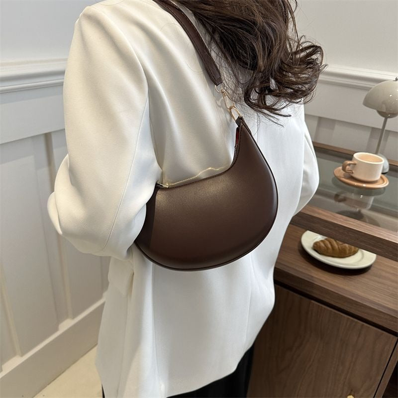 Niche Crescent Textured Shoulder Bag for Women