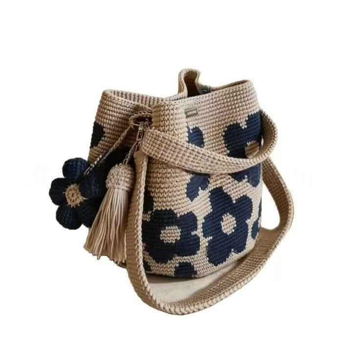 Handmade Crocheted Flower Tote Bag