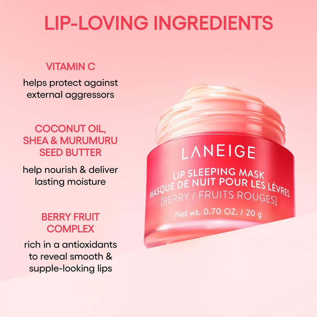 LANEIGE Lip Sleeping Mask, Gummy Bear: Nourishing Overnight Lip Treatment with Vitamin C, Shea & Murumuru Butter for Hydrating Dry, Flaky Lips