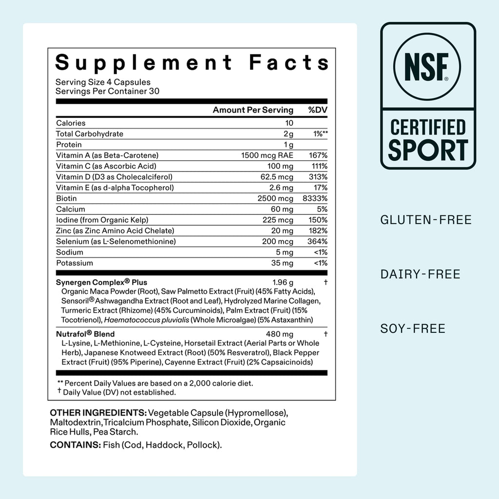 Nutrafol Women's Balance Hair Growth Supplements, Ages 45 and Up, Clinically Tested for Visibly Thicker Hair and Scalp Coverage, Dermatologist Recommended - 1 Month Supply
