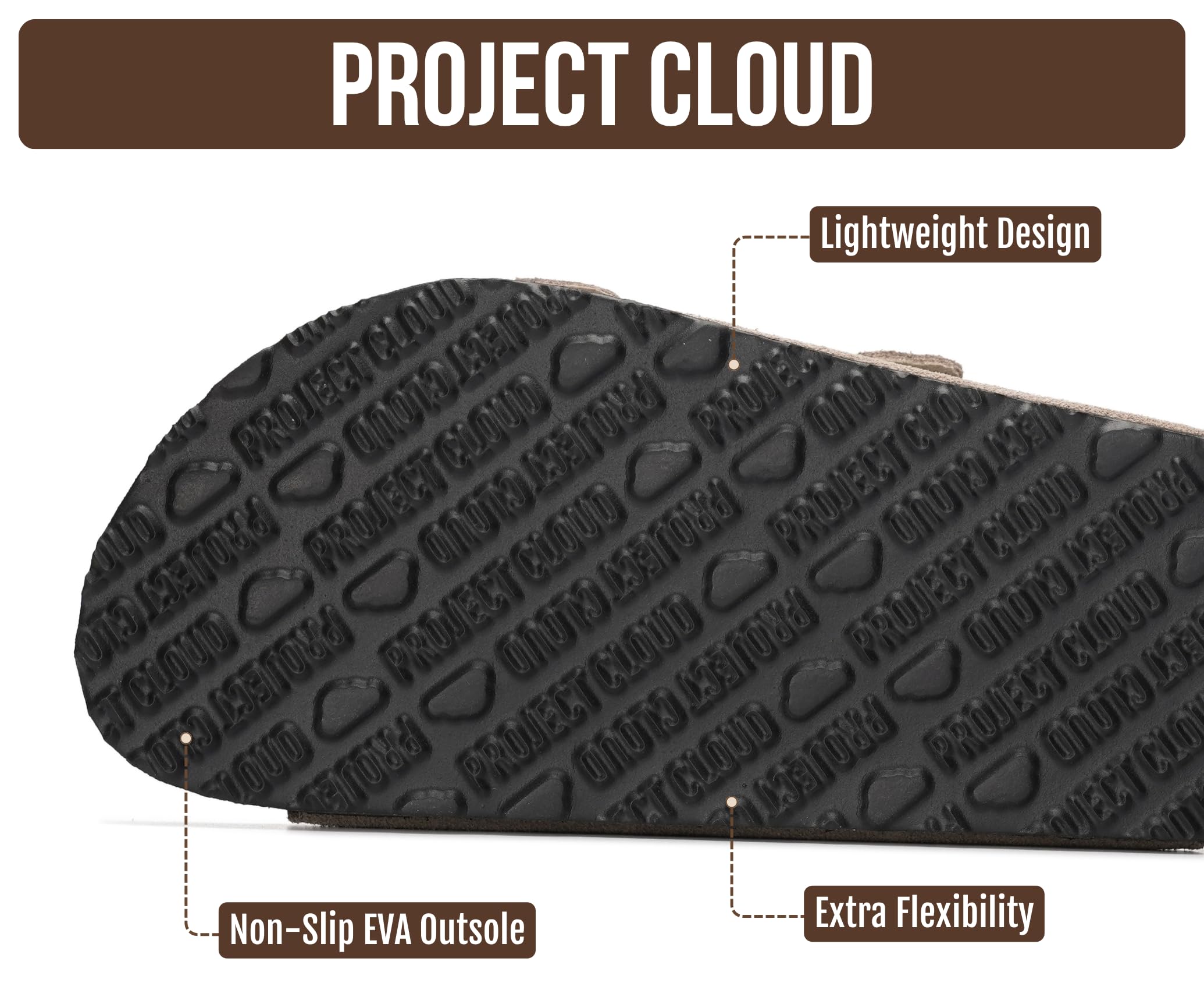 Project Cloud 100% Genuine Leather Flat Sandals For Women 2026 Cork Footbed Womens Sandals with Memory Foam and arch support Vacation Essentials Slides for Women Footwear (Venita, greysu, 11)