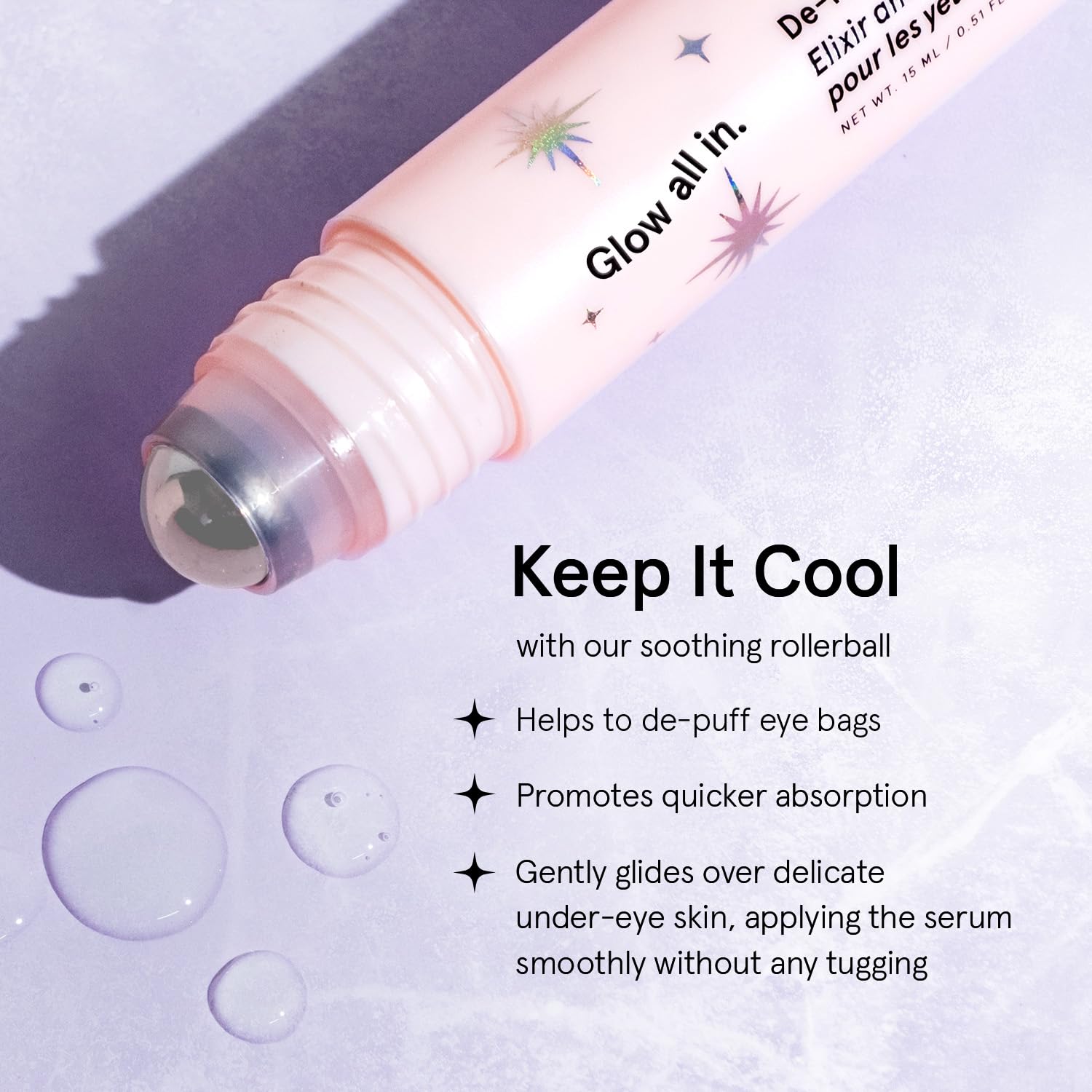 grace & stella Under Eye Brightener Roller - Airplane Travel Essentials - Travel Size Toiletries - Retinol & Caffeine Eye Serum for Puffiness, Dark Circles, Wrinkles - Vegan Skincare (15ml / 0.51floz)