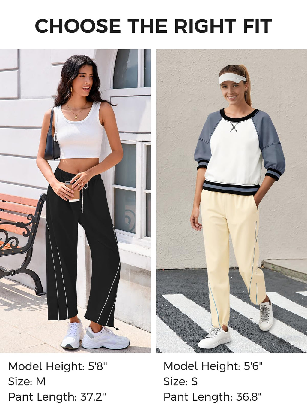 Fisoew Womens Baggy Wide Leg Pants Casual Elastic Waist Drawstring Hiking Workout Cropped Track Pants with Pockets Navy