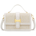 KKXIU Top Handle Straw Purse for Women, Summer Straw Crossbody Bag, Handbag Shoulder Clutch Beach Vacation Bag (A-White)