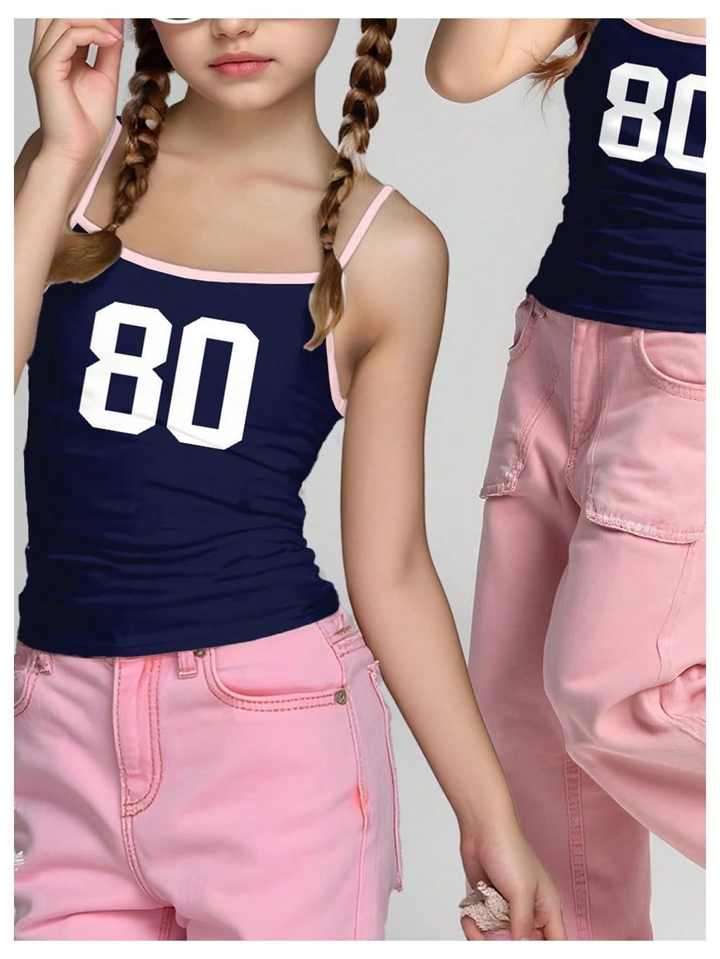 RoseSeek Girl's Sleeveless Jersey Shirts Number Graphic Camisole Tops Workout Sports Y2K Top Blue 11Y