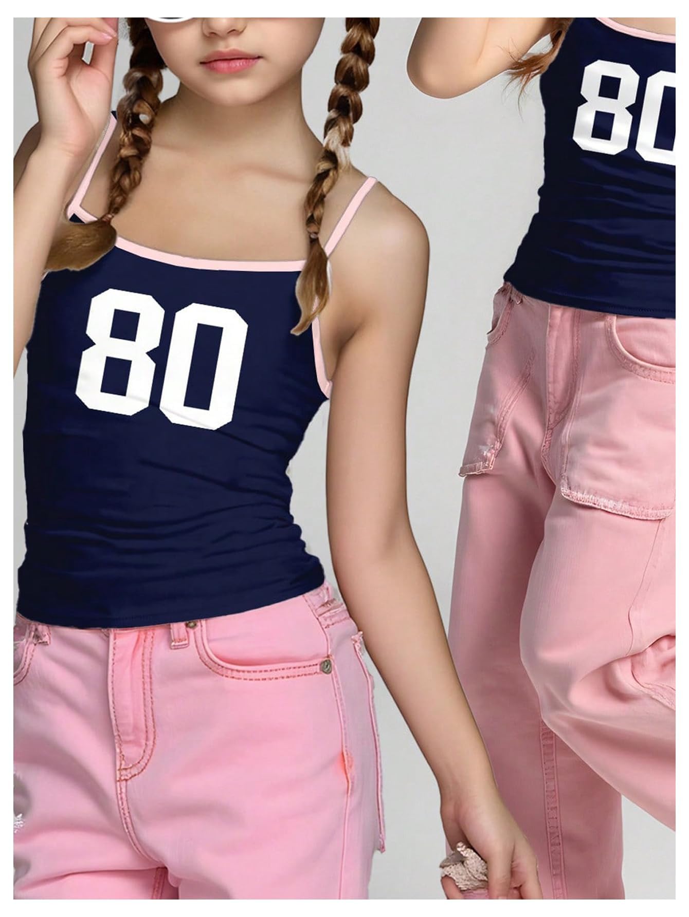 RoseSeek Girl's Sleeveless Jersey Shirts Number Graphic Camisole Tops Workout Sports Y2K Top Blue 11Y