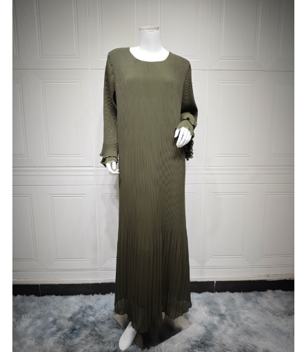 Muslim Dubai Chiffon Pleated Maxi Dress