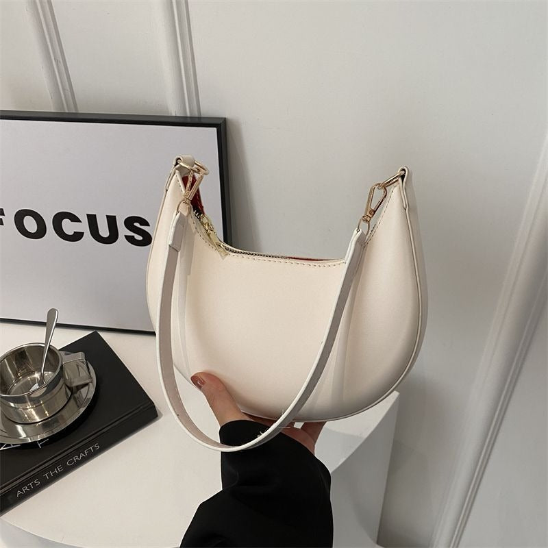 Niche Crescent Textured Shoulder Bag for Women