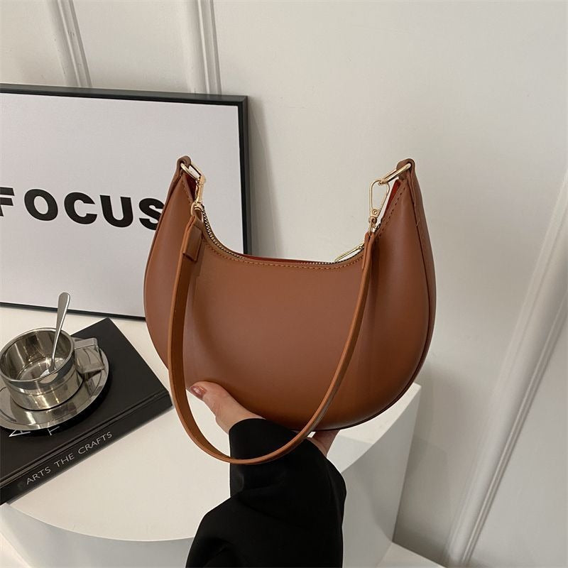 Niche Crescent Textured Shoulder Bag for Women