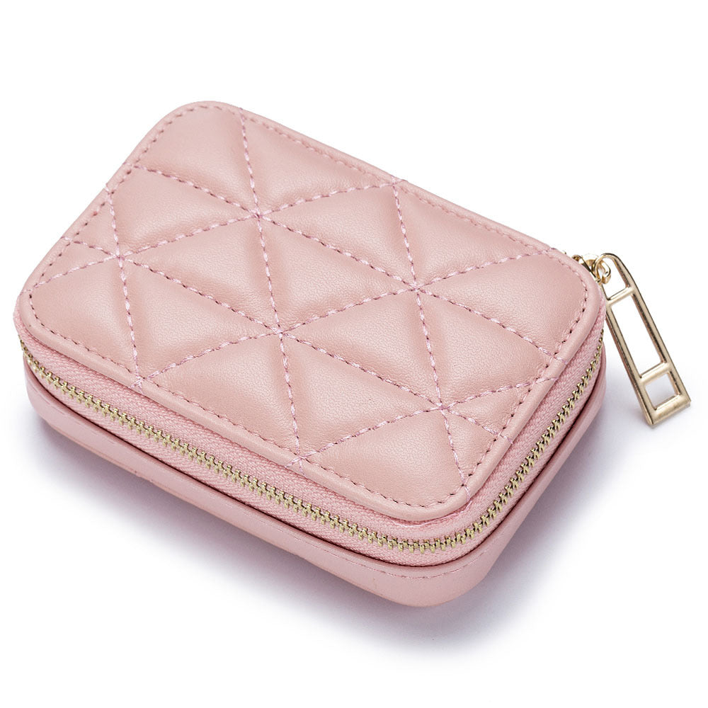 Fashionable Leather Earphone Bag with Mini Cosmetic Purse