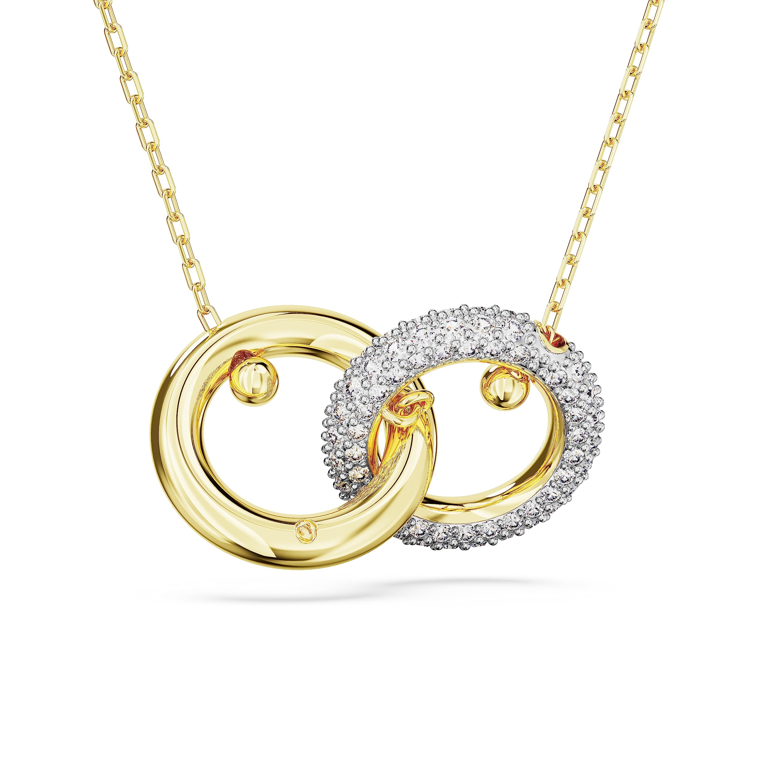 Swarovski Dextera Pendant, Interlocking loop, Clear, Gold-tone Finish