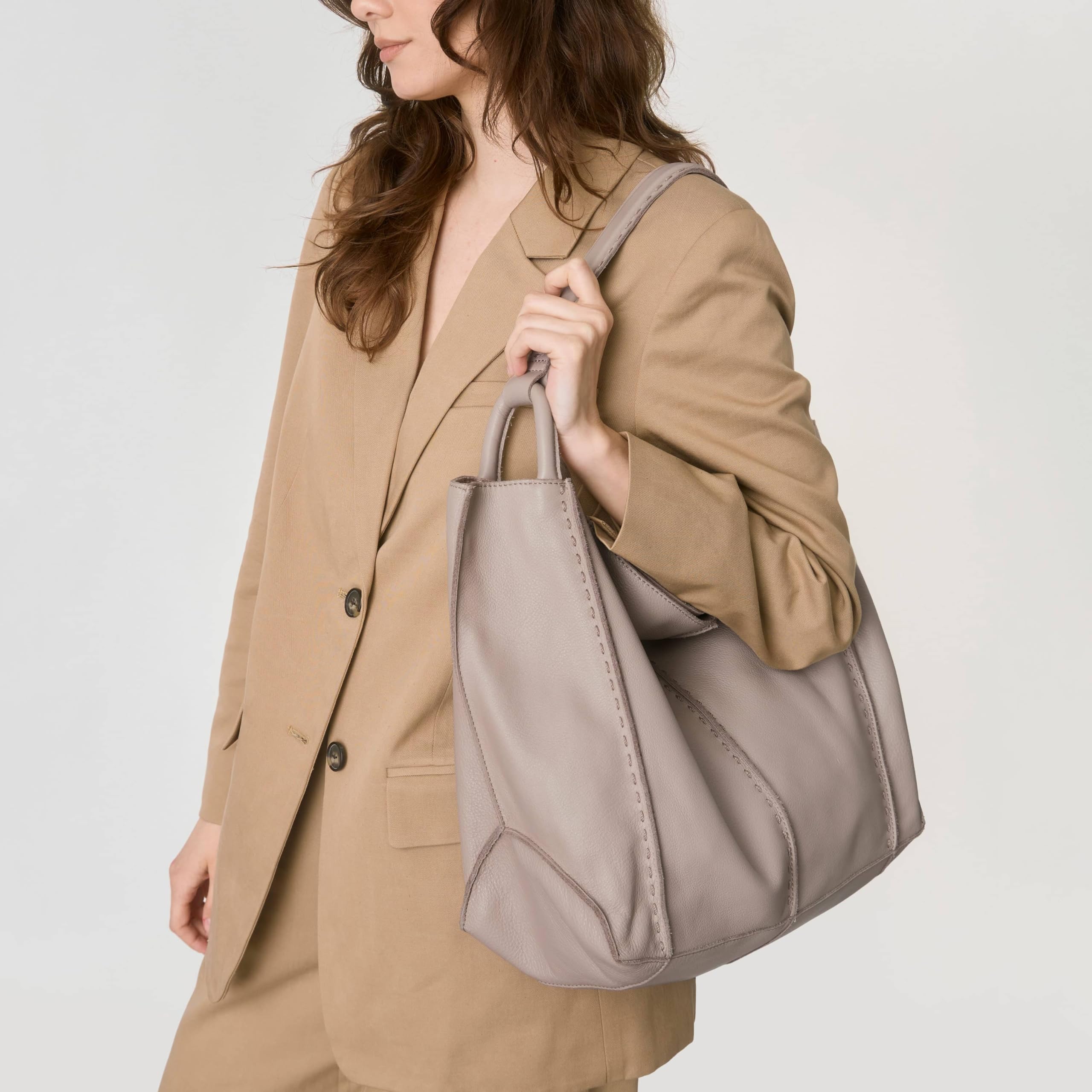 The Sak Los Feliz Large Tote Bag - Premium Leather Handbag With Stylish Design For Everyday, Travel, Beach Bag - Roomy, Durable, Lined Purse With Shoulder Bag Strap, Zipper Pocket