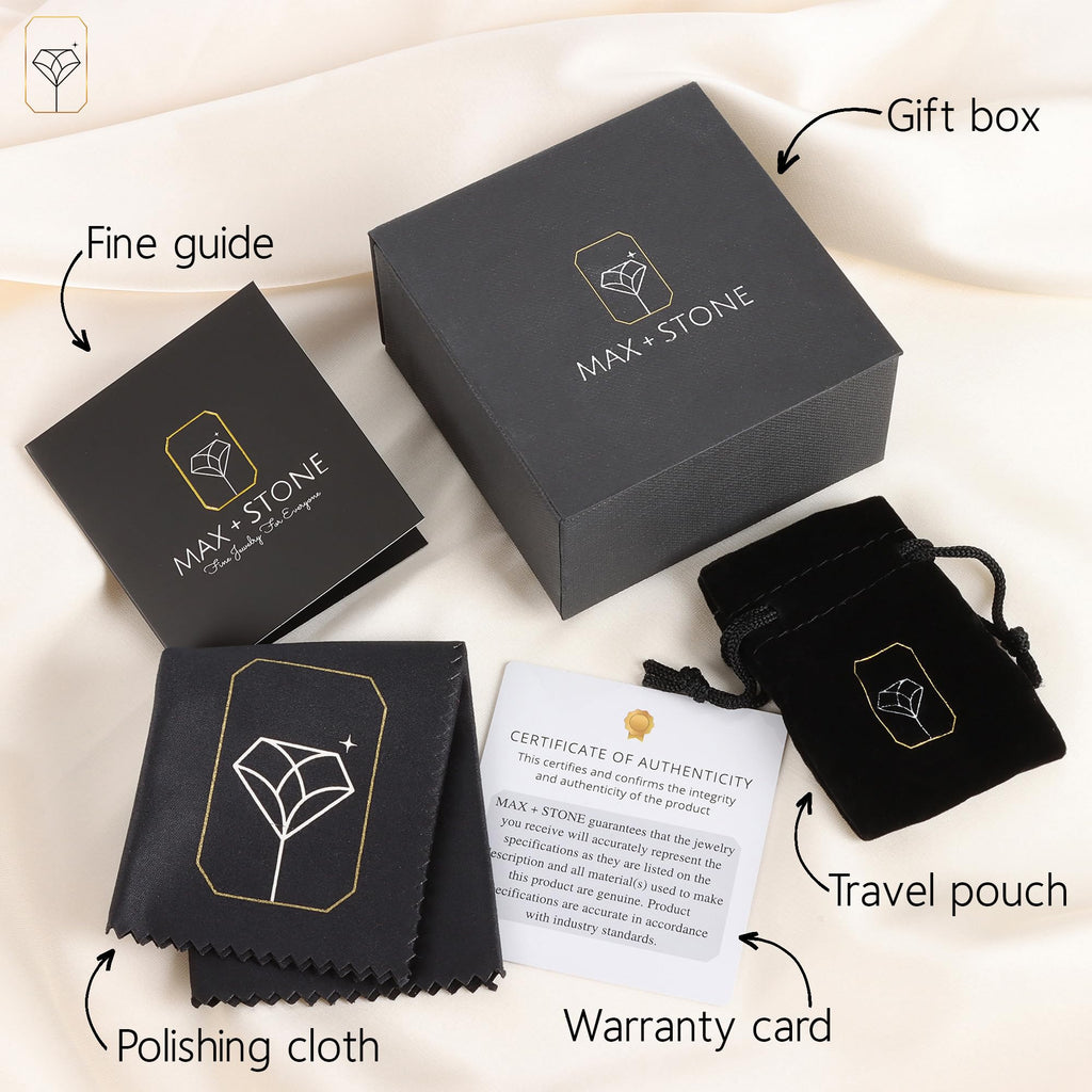 Real Diamond Sterling Silver Pearl Necklace and Earring Set | Hypoallergenic Real Cultured Freshwater Pearl Jewelry Set with 18 Inch Silver Chain | Diamond Bridal Bridesmaid Set for Women with Gift Box by MAX + STONE