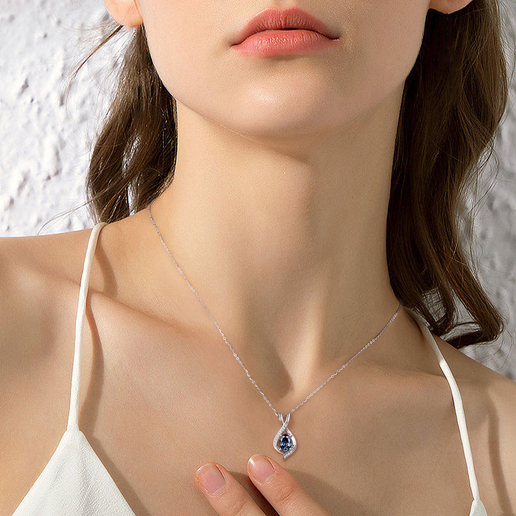 SMILEST June Birthstone Necklaces for Women, Sterling Silver Simulate Alexandrite Necklace June Birthstone Charms Necklace Anniversary Birthday Gifts for Wife Mom