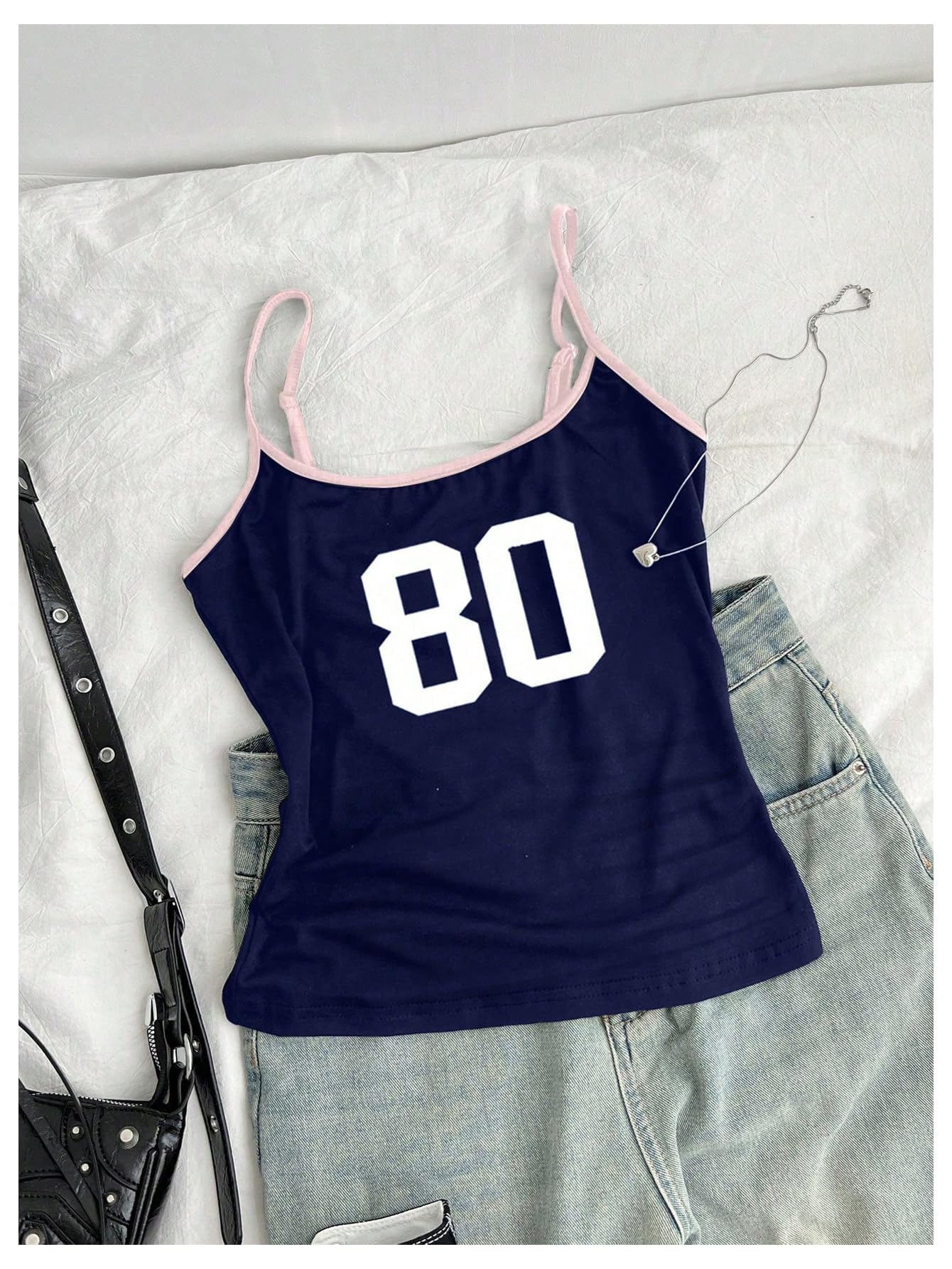 RoseSeek Girl's Sleeveless Jersey Shirts Number Graphic Camisole Tops Workout Sports Y2K Top Blue 11Y