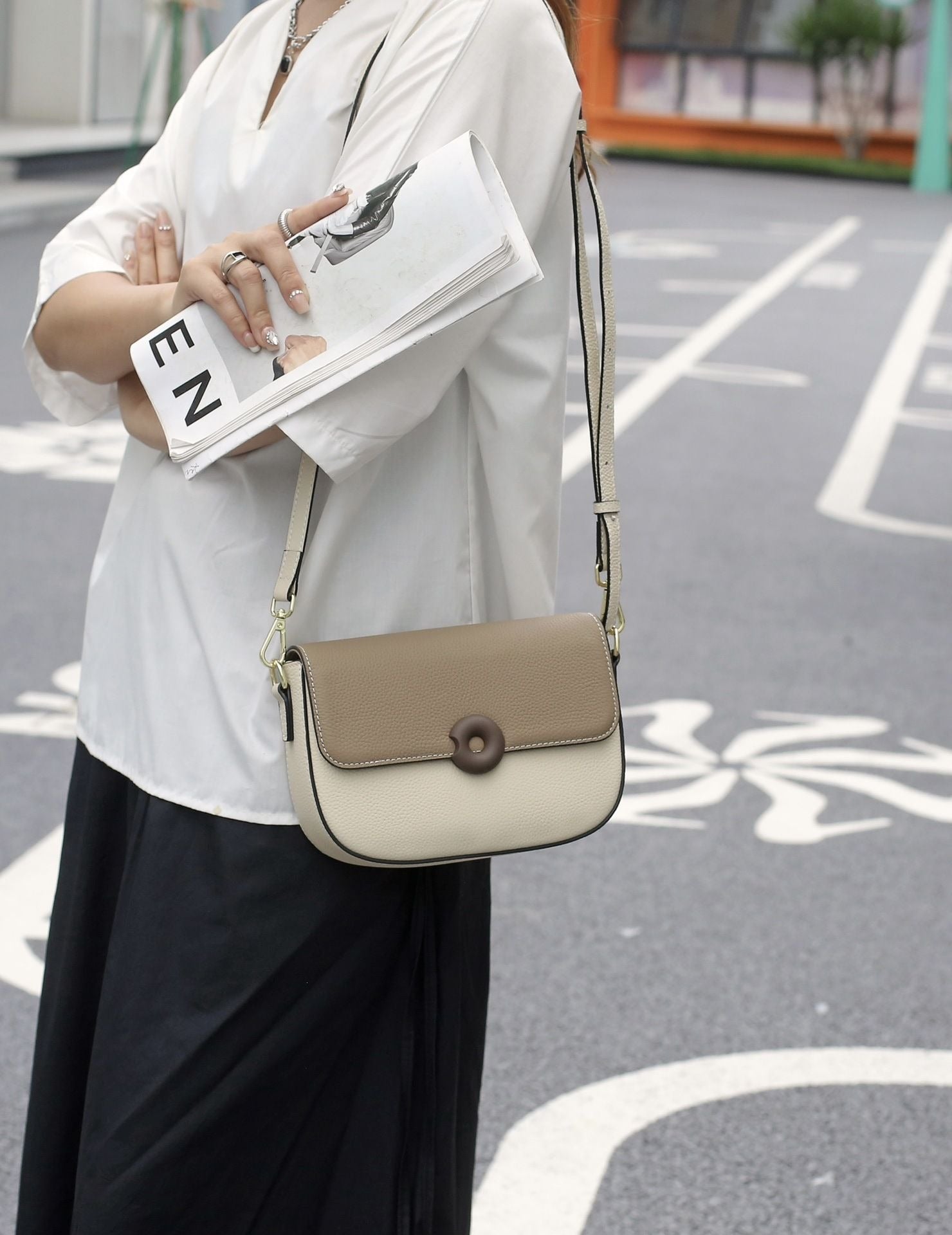 Mini Genuine Leather Saddle Crossbody Bag