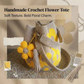 Handmade Crocheted Flower Tote Bag