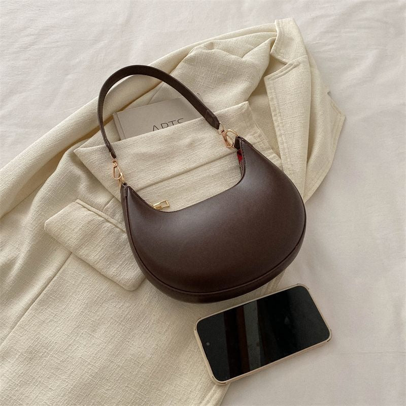 Niche Crescent Textured Shoulder Bag for Women