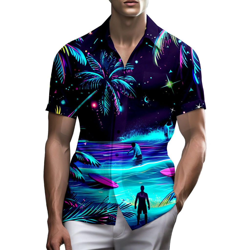 Men's 80s Hawaiian Button-Up Shirt