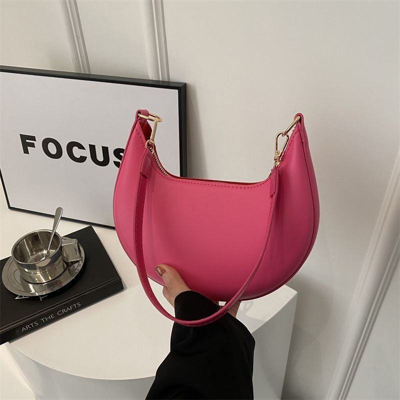 Niche Crescent Textured Shoulder Bag for Women