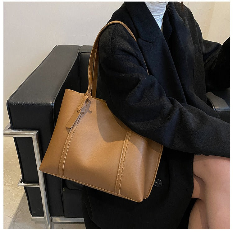 Soft Leather Tote Shoulder Bag